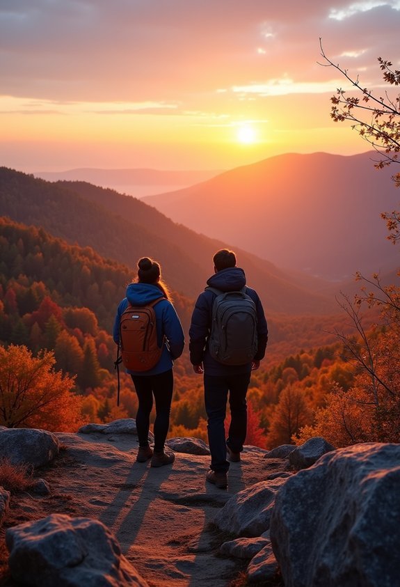 autumn hikes at sunrise