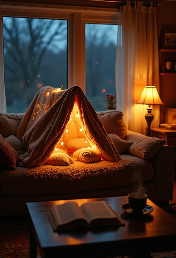 cozy blanket fort reading