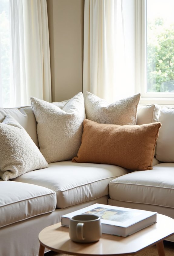 cozy boucl cushion arrangement