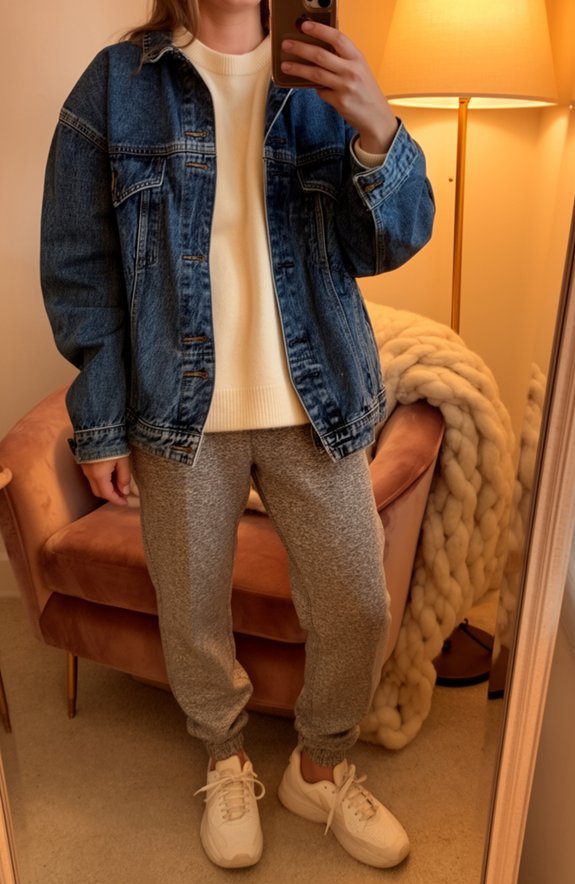 cozy denim and joggers