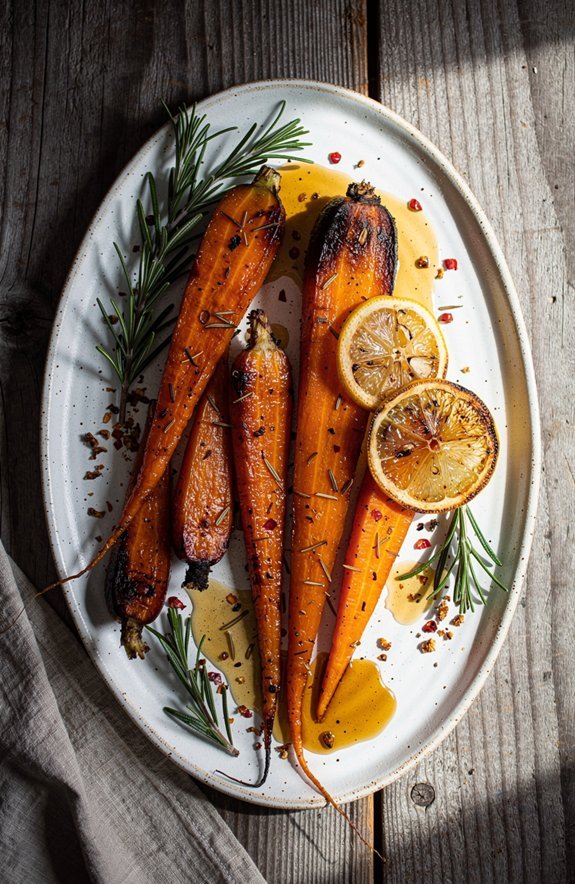 cozy roasted honey lemon carrots