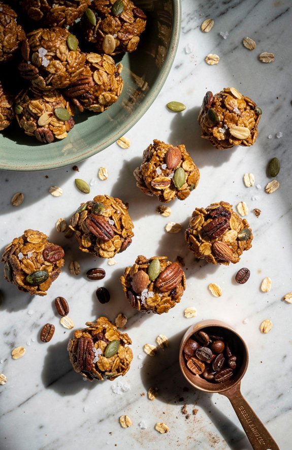 crispy coffee flavored granola bites