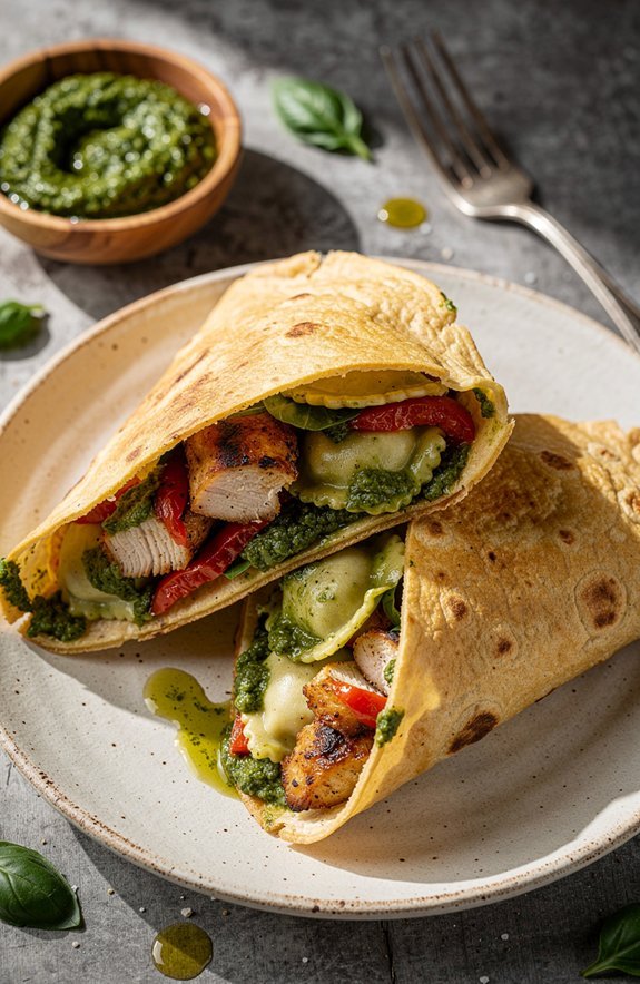 easy pesto chicken wraps
