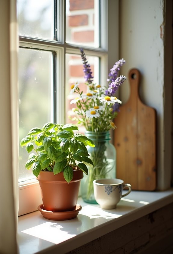 fresh flowers and herbs