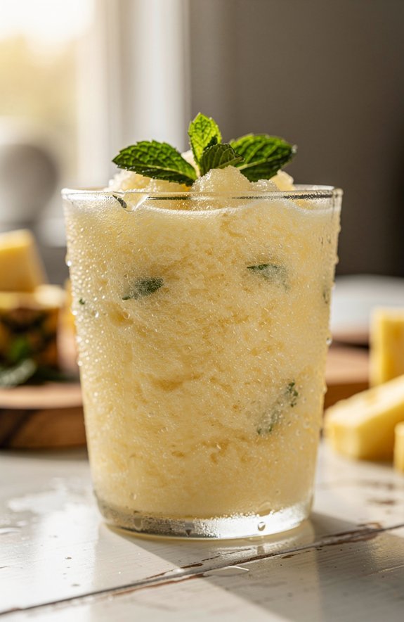 fresh pineapple mint slush