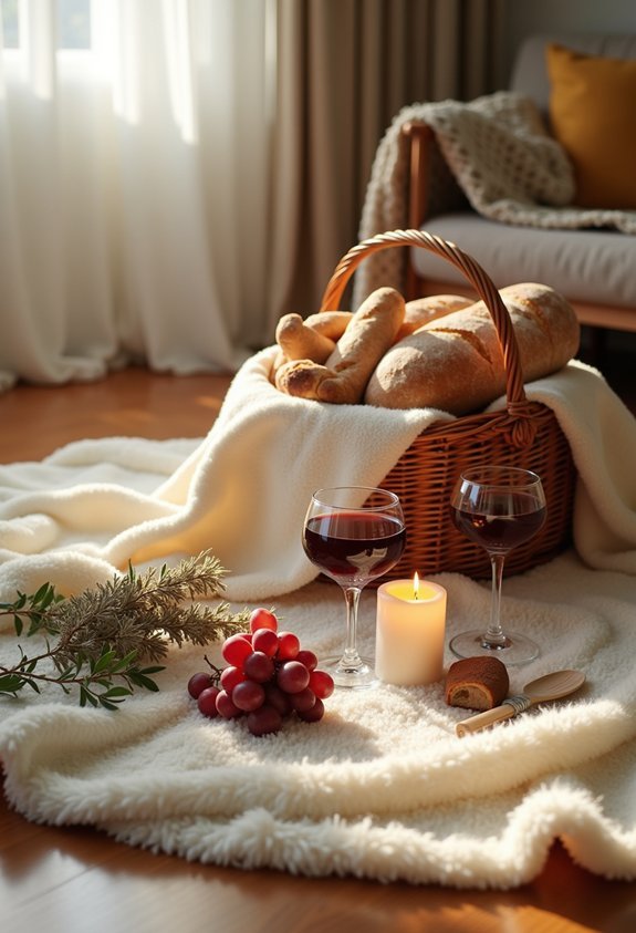 indoor picnic romantic atmosphere