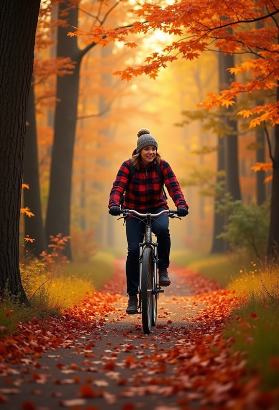 leaf covered trail bike ride
