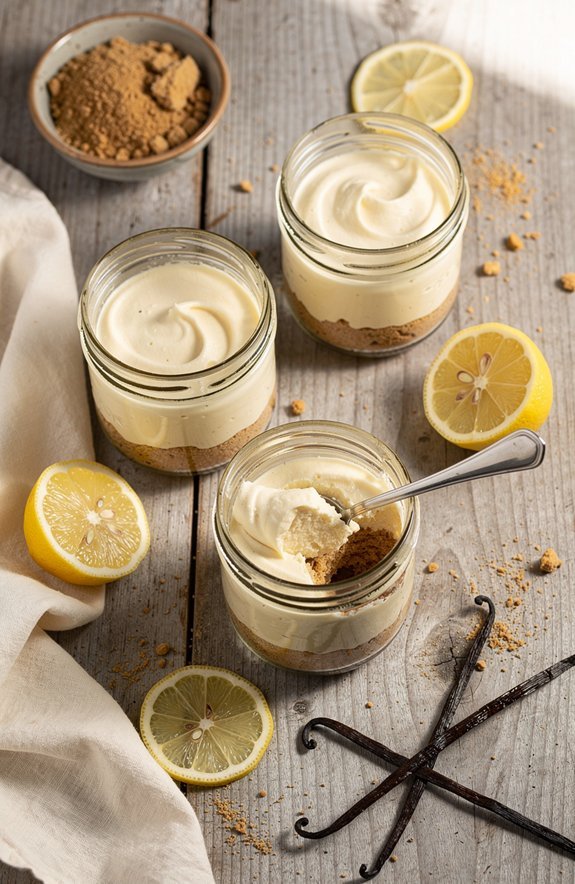 lemon vanilla cheesecake in jars