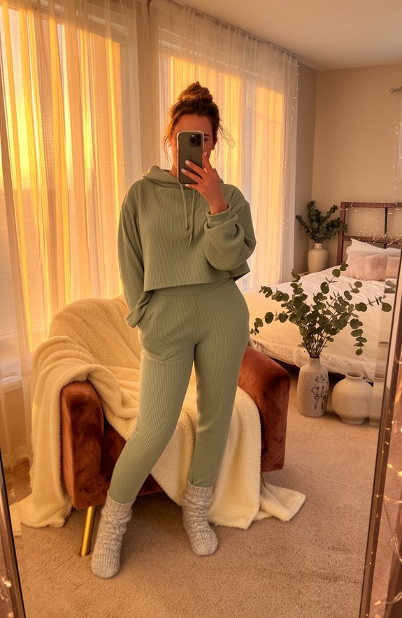 monochromatic cozy jogger set