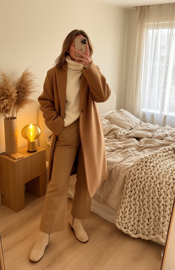 monochromatic neutral outfit styling