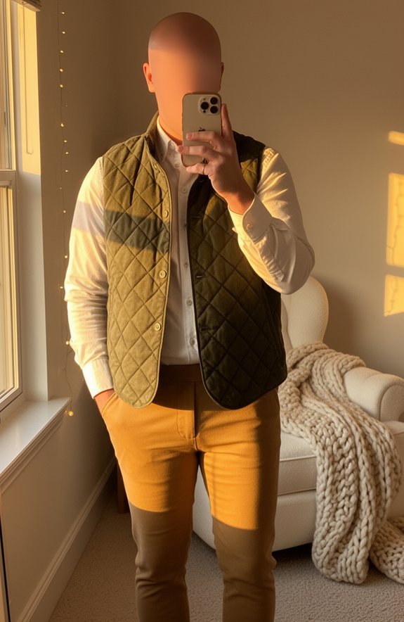 quilted vest oxford shirt