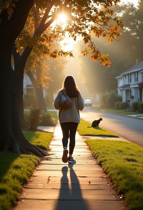 slow morning neighborhood stroll